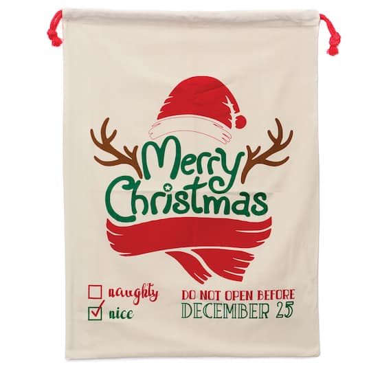 Personality Case™ 19" x 26" Red Scarf Cotton Christmas Drawstring Bag